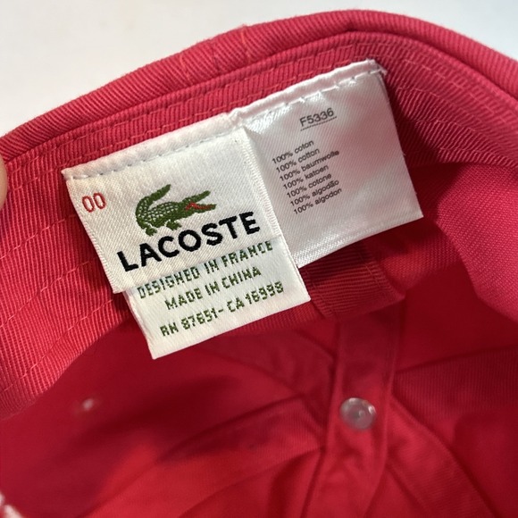 Vintage Lacoste Hat Cap Strap Back Adjustable Red Buckle Alligator Logo Strap - Picture 10 of 10